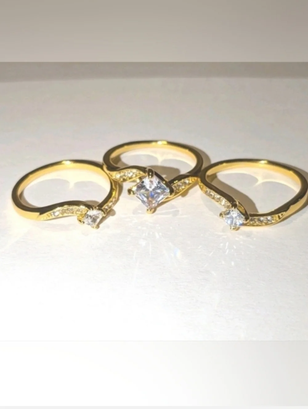 3ct Lab Created Diamond Engagement Bridal Ring Set 14k Yellow Gold Plated 10